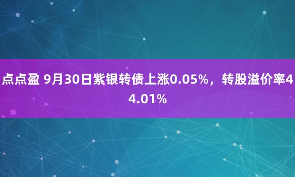 点点盈 9月30日紫银转债上涨0.05%，转股溢价率44.01%