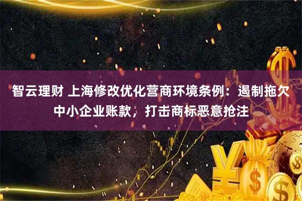 智云理财 上海修改优化营商环境条例：遏制拖欠中小企业账款，打击商标恶意抢注